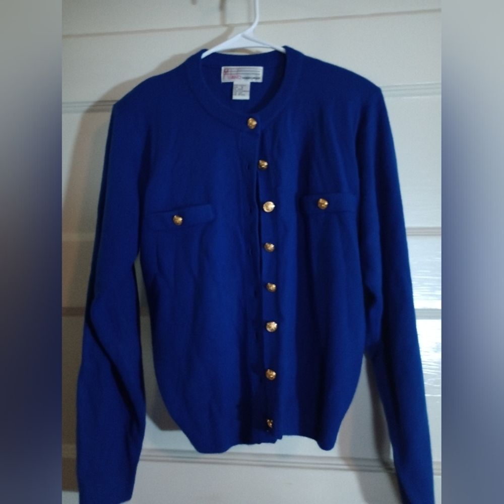 Milano small button-down sweater royal blue (Rox364)